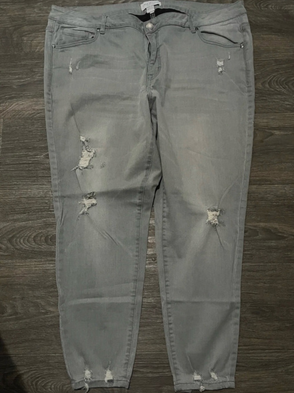 Lane Bryant Light Gray Distressed Boyfriend Jeans